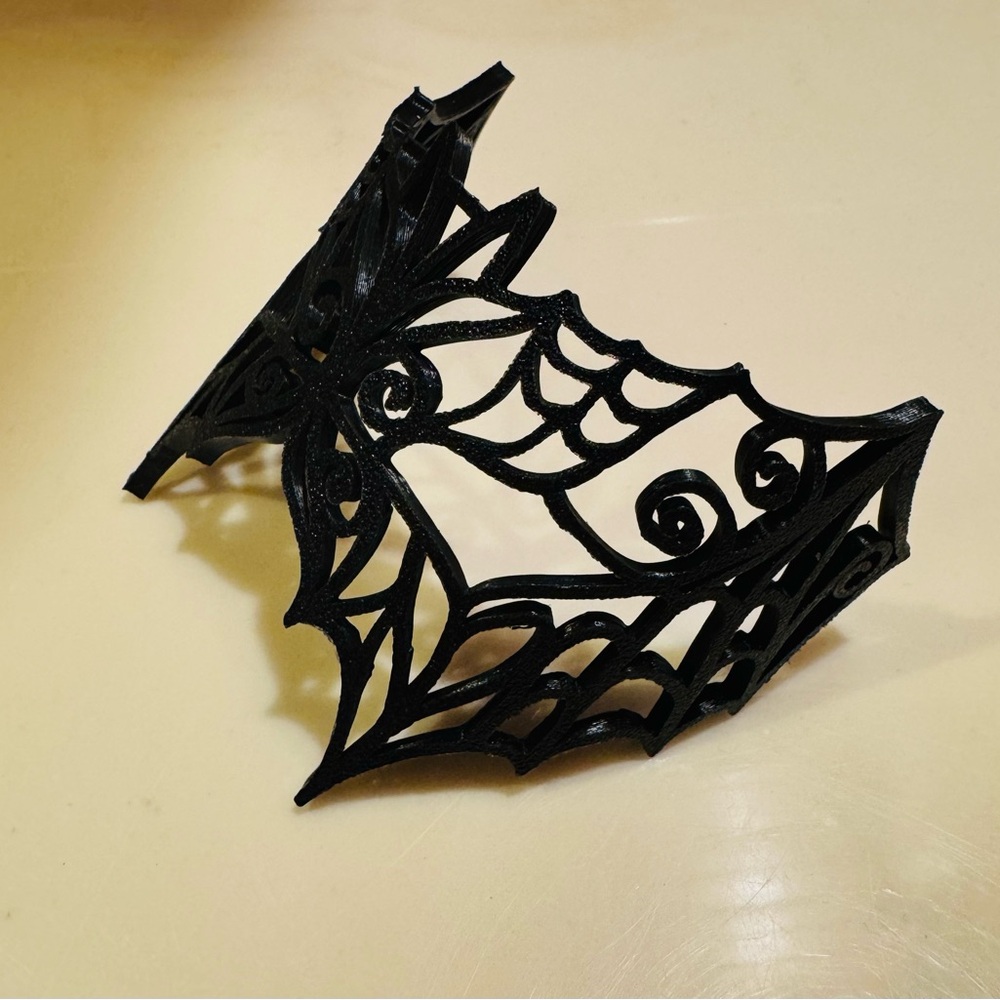 Black Lace Bat Hair Bun with Skull and Coffin Sticks - Picture 4 of 6